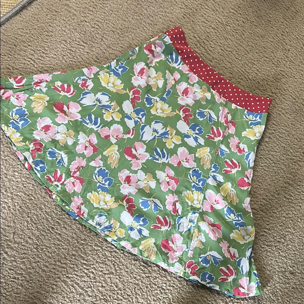 Boden A-Line Floral and Polka Dot A-Line Skirt SZ 8R